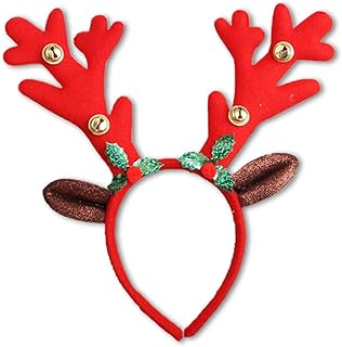 Reindeer Antlers Headband Christmas and Easter Party Headbands,Deer Antlers Headband with Bells Cute Reindeer Ears Headbandï¼ˆRed