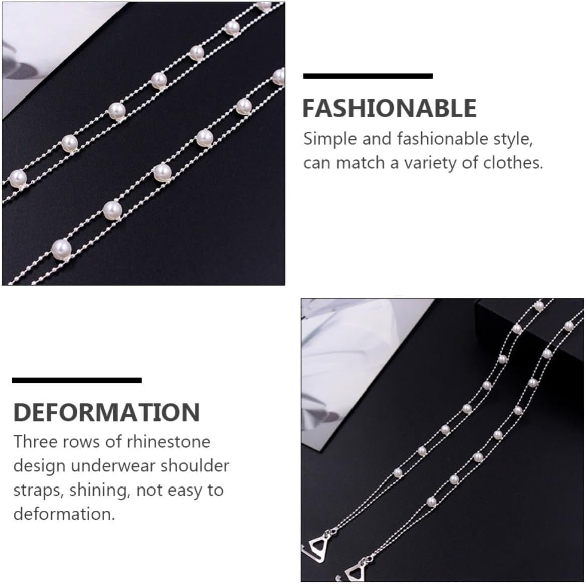 Women Adjustable Bra Shoulder Strap Silver Metal Anti Slip Accessory image 3