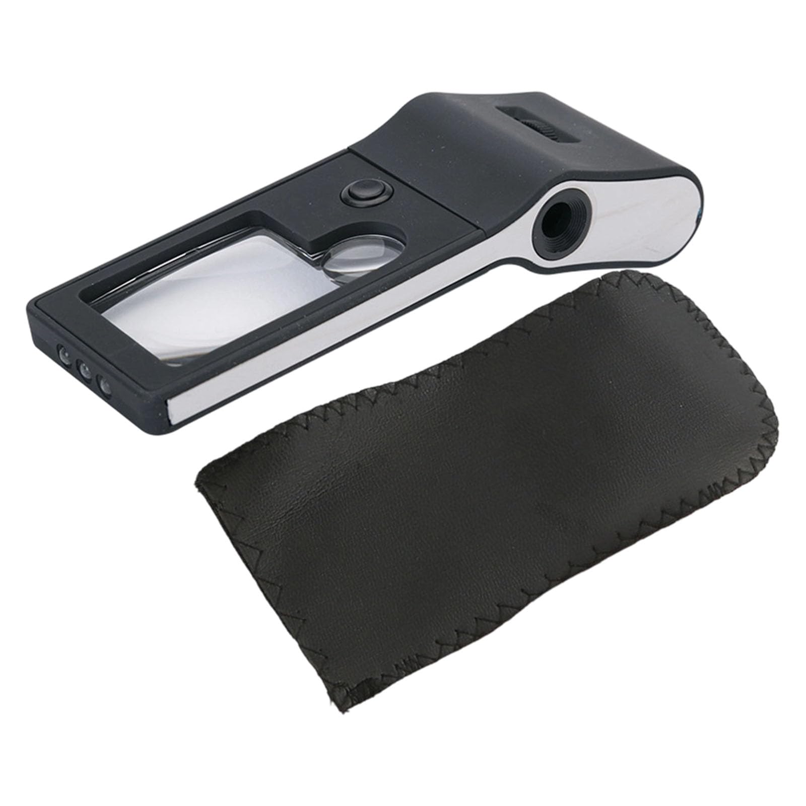Jazuaiao Black Magnifier Glass With Light 3X 10X 55X Handheld Magnifier Glass For Jewelry Stamps Inspection Bright Led Light