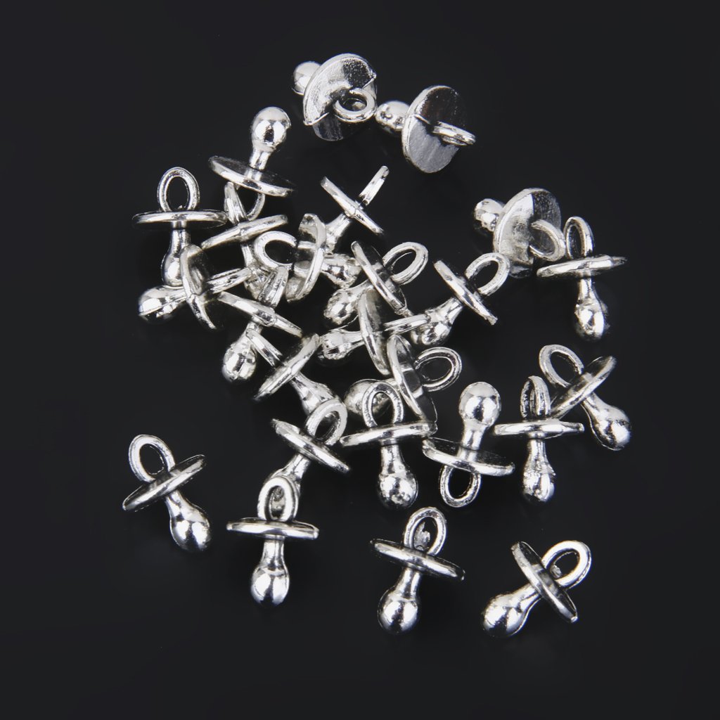 Gazechimp 25pcs Pendentif Sucette Bébé en Alliage Argent Breloques pour Bijoux Artisanat Bricolage DIY