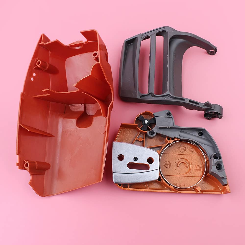 Accesorios Cubierta de piñón de embrague de freno de cadena, protector de mano compatible con Husqvarna 340 345 350, pieza de repuesto de motosierra, cubierta de cubierta de motor de cilindro superior