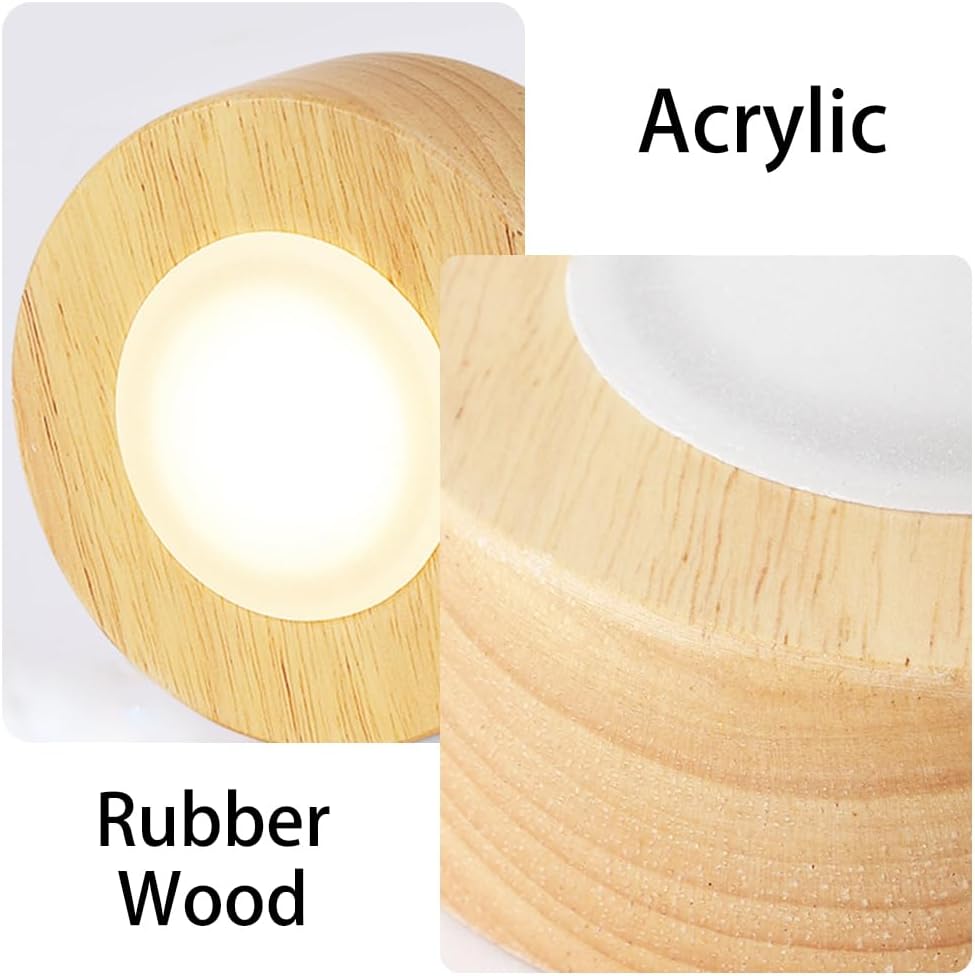 Round Ceiling Spotlight Wood Downlight Led Flush Mount Ceiling Spot Lamp, 3W 3 Color Mode Spotlights Directional Ceiling Lamps for Living Room Bedroom Hallway Office/Wood Color