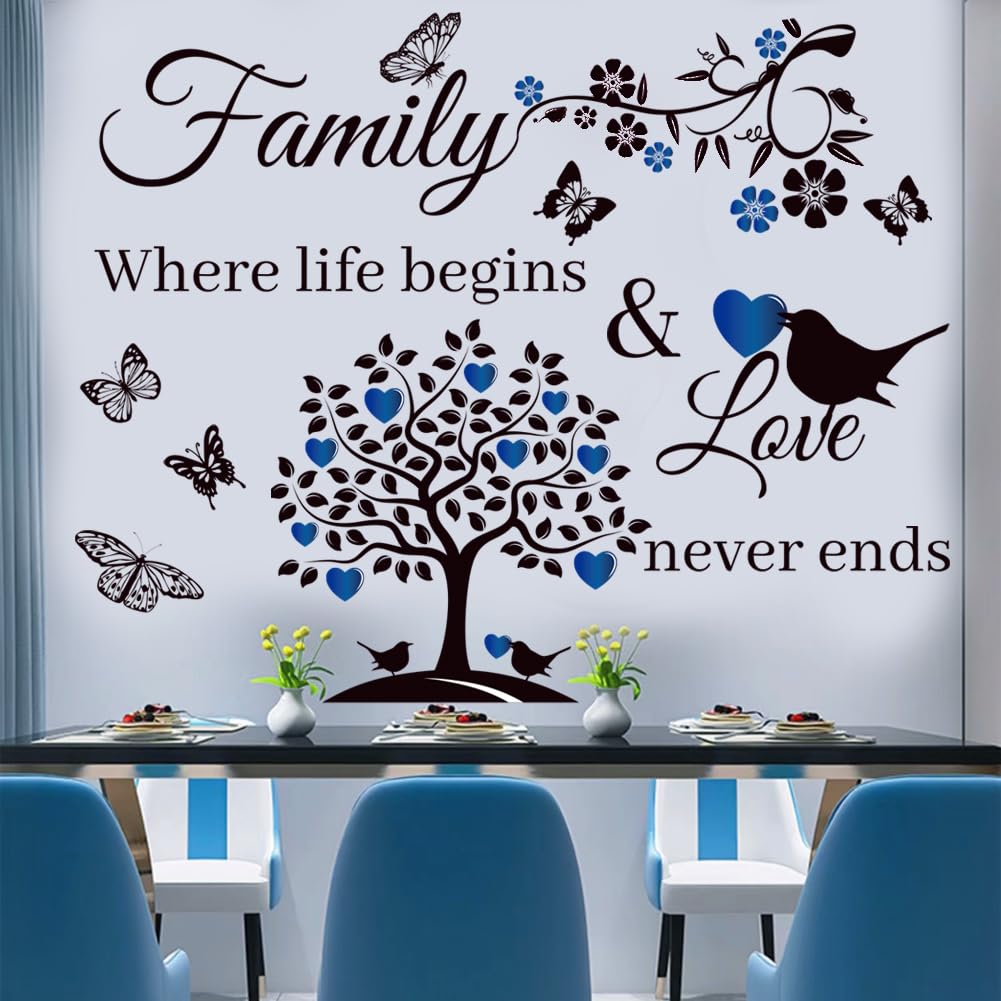 Calcomanías de pared con frases de familia, calcomanías inspiradoras para pared, sala de estar, dormitorio, decoración del hogar, calcomanías de pared, murales de vinilo, calcomanías de arte de pared
