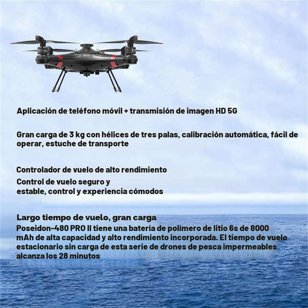 Mejor Dron de Pesca Con Liberación de Cebo - Carga Útil de 3 kg, Triblade FPV 33 Minutos de Retorno Automático, Impermeable Con Cámara 4K para Adultos