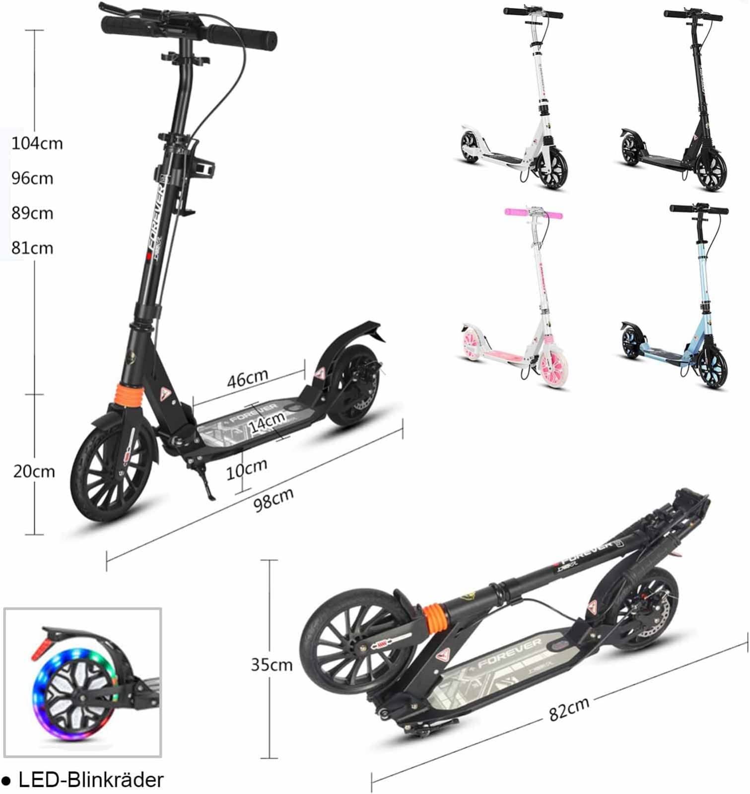 Patinete Plegable Para Niños Y Adolescentes De 8 A 15 Años - Ruedas De 200 Mm, Freno De Disco, Altura Ajustable