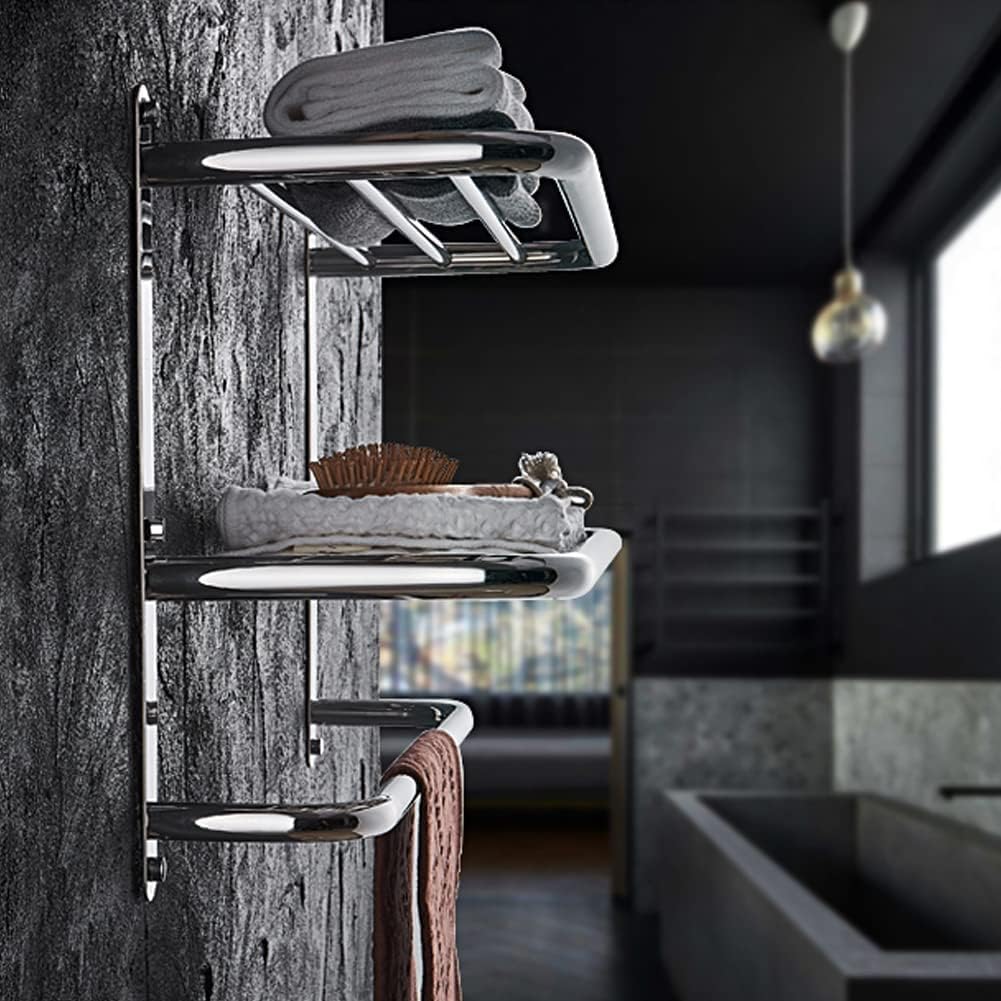 Towel Racks for Bathroom with Towel Bars, Multilayer Hotel Towel Shelf SUS304 Stainless Steel Wall-Mounted, 3-Tier Towel Shelves 24 Inches, Polished Finish
