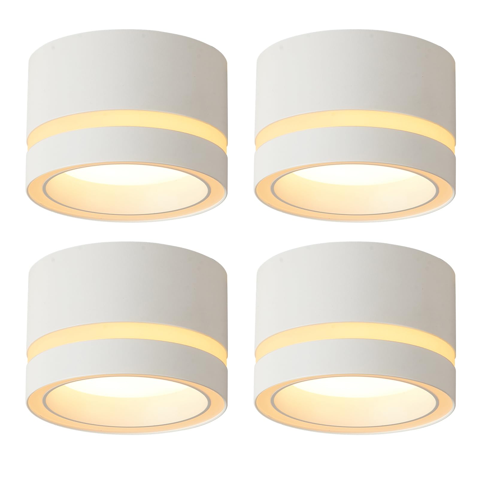 HCFEI LED Aufbauspots IP44 - Ø85*55mm Deckenspots - 6W 600LM GX53 LED Aufbaustrahler - Aluminium Aufputz 230V Aufbauleuchte Deckenlampe für Bad Badezimmer (Weiß 2700k 4 Stück)