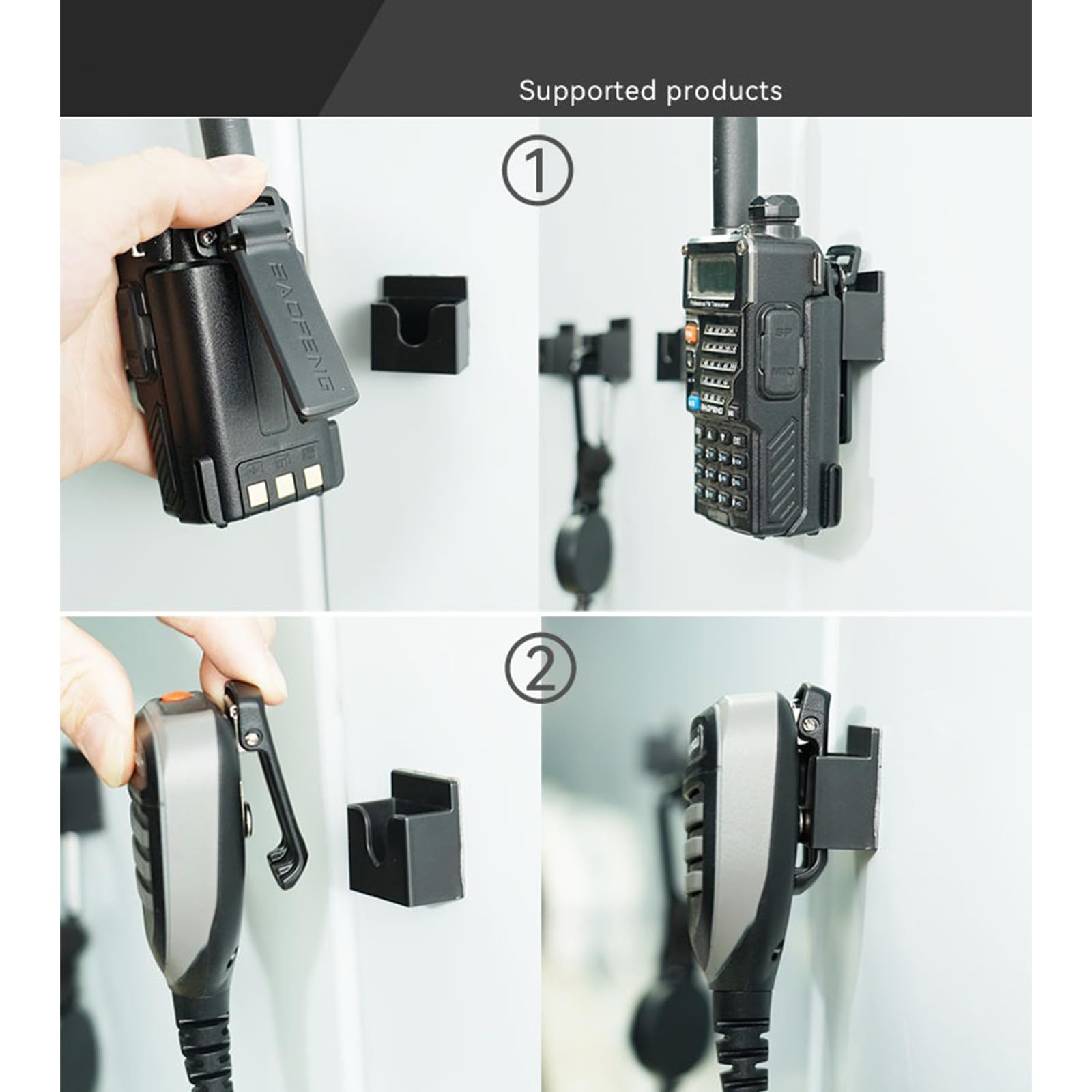 Universeller 3-in-1-Clip, praktische und vielseitige Wandhalterung, ABS-Halterung mit selbstklebender Rückseite, einfache Installation, Walkie-Talkies, hält 3-in-1-Clip