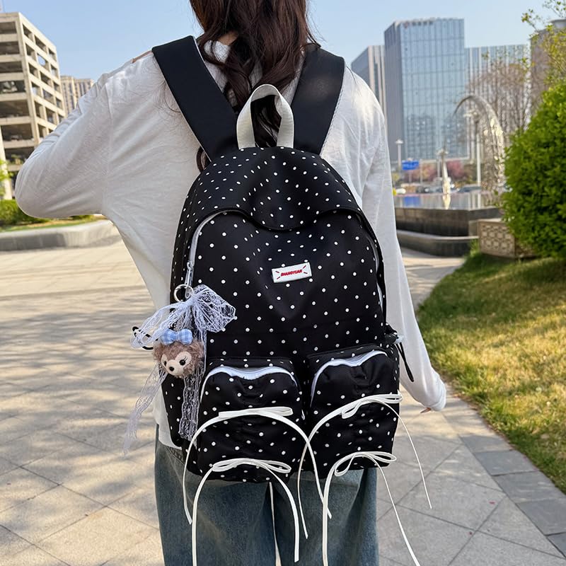 Women Laptop Backpack Large Capacity Oxford Cloth Travel Trip Bag (Black)2