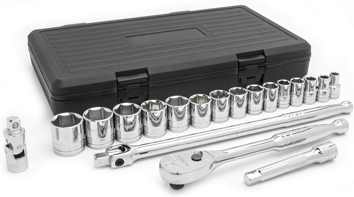 GEARWRENCH 19 Pc. 1/2" Drive 6 Pt. Standard Mechanics Tool Set, SAE - 80791