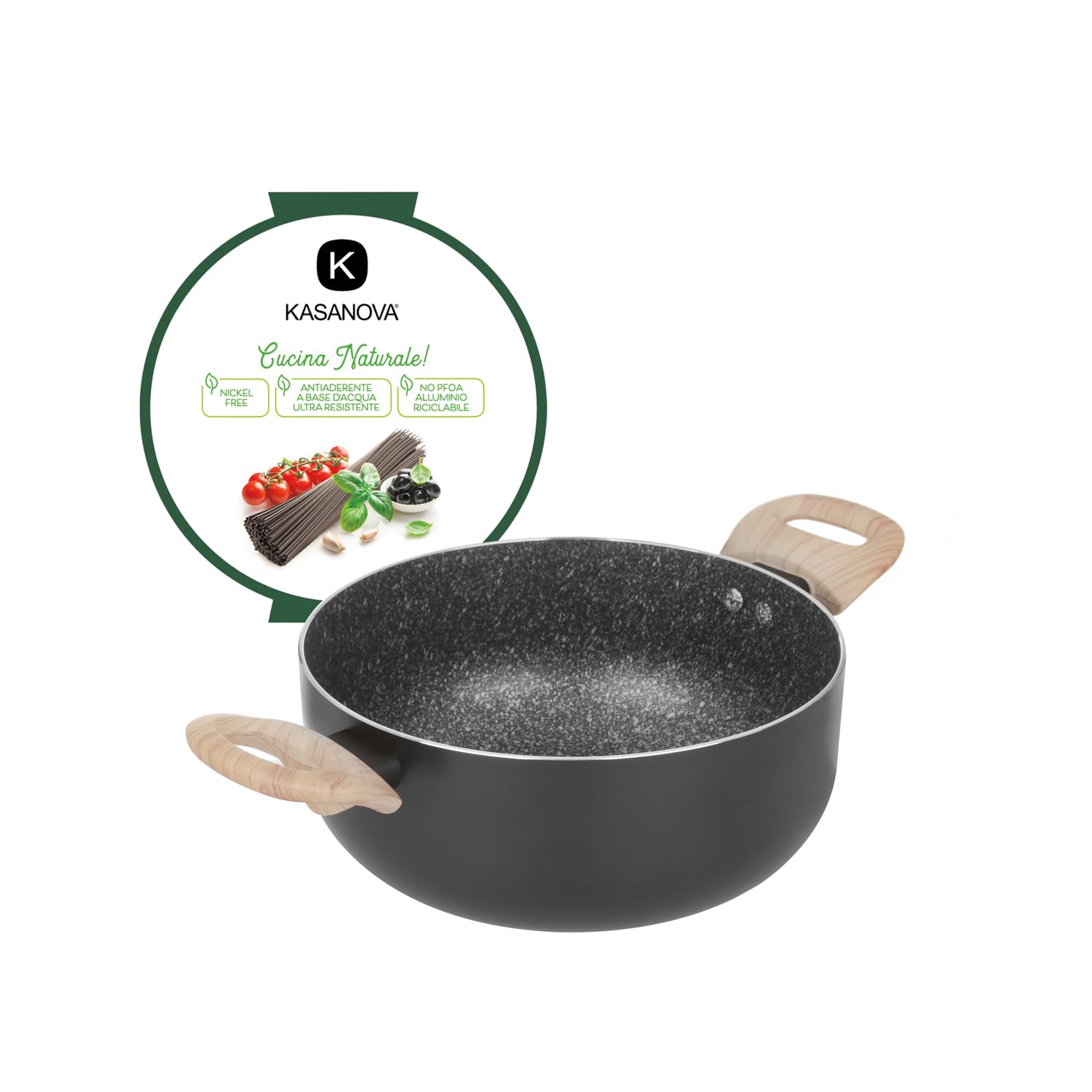 Casseruola in pietra nera Cm22, nero
