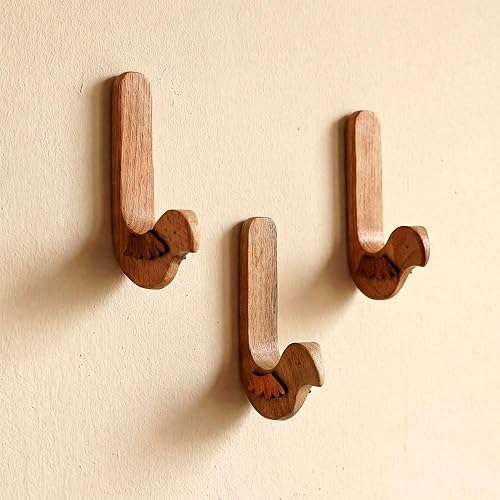 Indian Shelf 3 ganchos, 6 tiras de lindo pájaro decorativo adhesivo ganchos de pared para colgar ganchos de pared de madera únicos sin daños