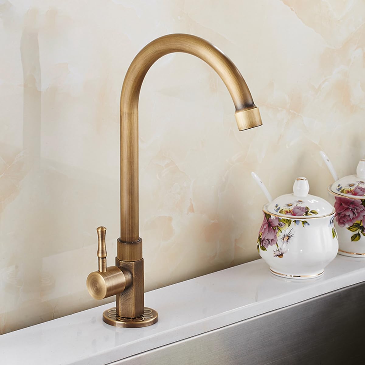 Rubinetto Retrò Per Esterni Verticale Girevole Monocomando Stile Retrò Solo Per Acqua Fredda Multifunzionale Adatto Per Lavabo