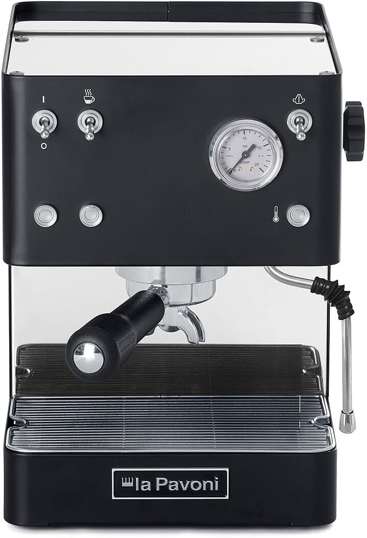 La Pavoni Casabar, Macchina da Caffè Espresso e Cappuccino Manuale LPMCBN01EU, Riscaldamento a Caldaia Singola, Serbatoio Acqua da 2,9L, Portafiltro 55 mm e Filtro 1/2 Tazze, 950 W, Acciaio Nero