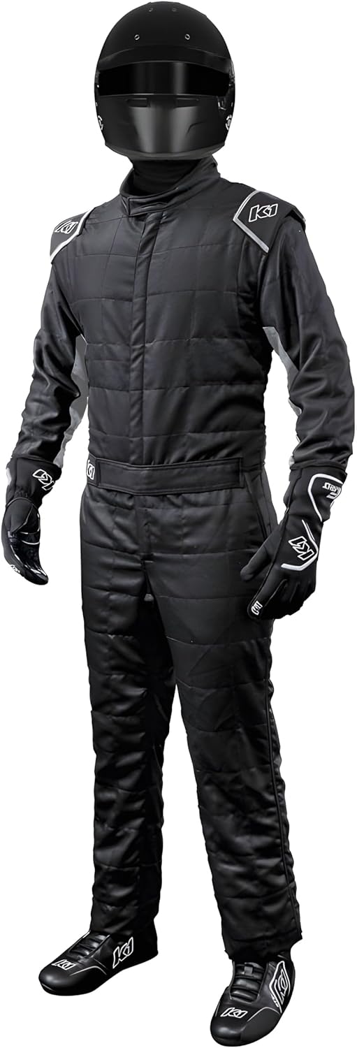 K1 Race Gear K1 Outlaw Adult Auto Racing Nomex® Suit - SFI 3.2A/5 - Black, Grey - Small 48