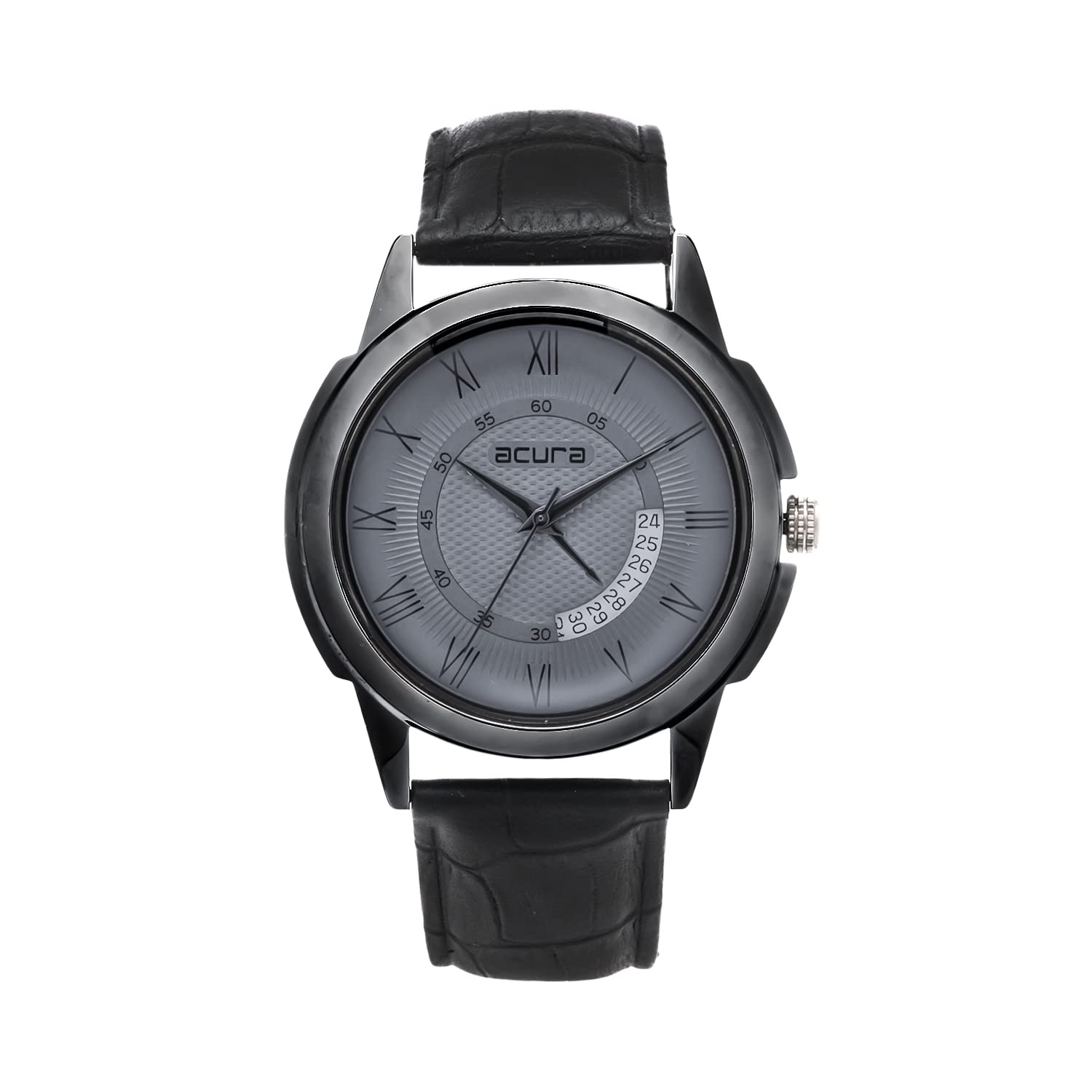 Acura Analog Stylish Watch,Dark Grey Dial coupled with a Grey Silver Case & Black Leather Strap(Mens Wrist Watch) (B09WJH2YC9) Amazon Price History, Amazon Price Tracker