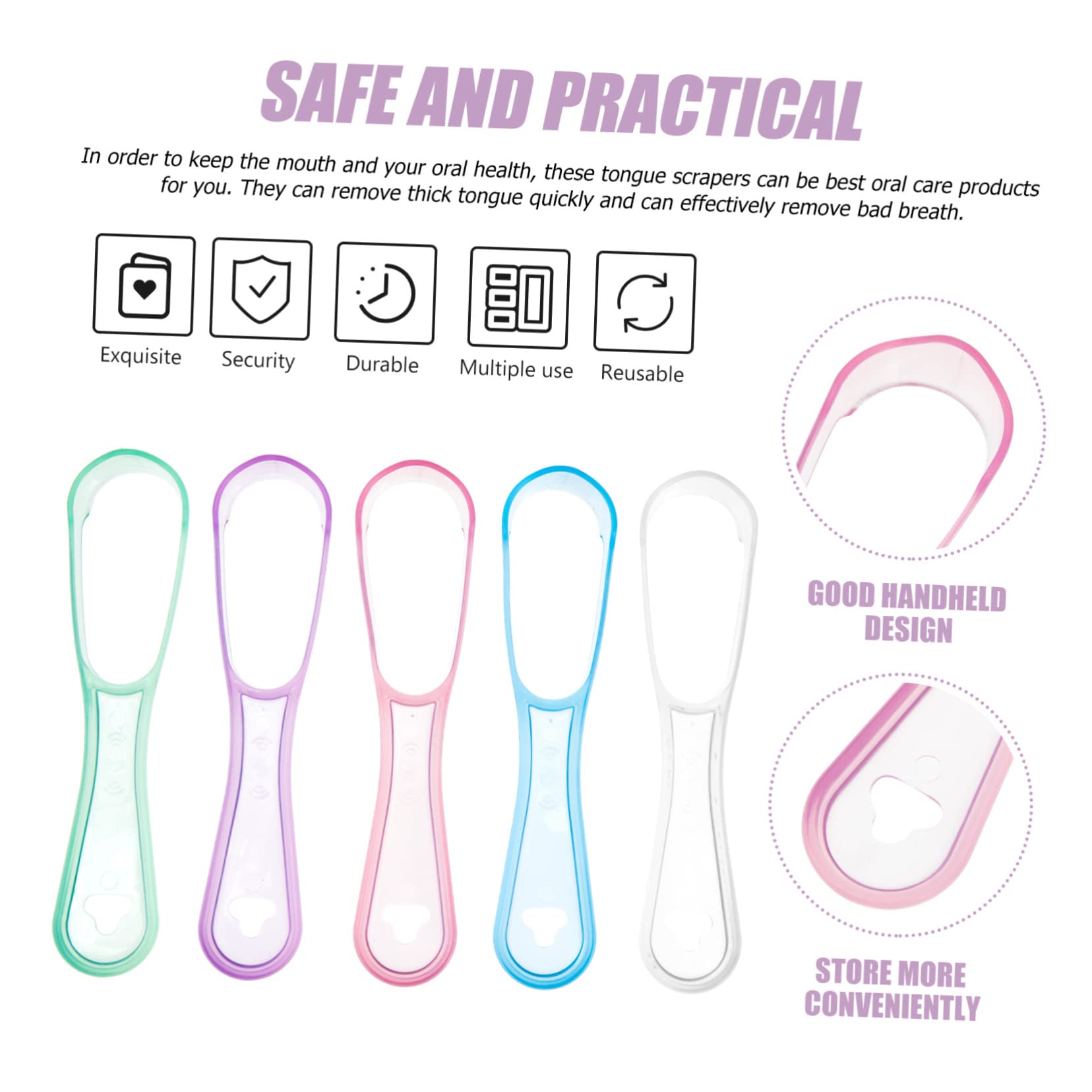 FRCOLOR 5 set Raschietto Per La Pulizia Della Lingua Raschietto Per La Lingua Strumenti Per La Pulizia Pulisci Lingua Spazzolini Per La Pulizia Della Lingua Pulisci 15 pezzi * 5