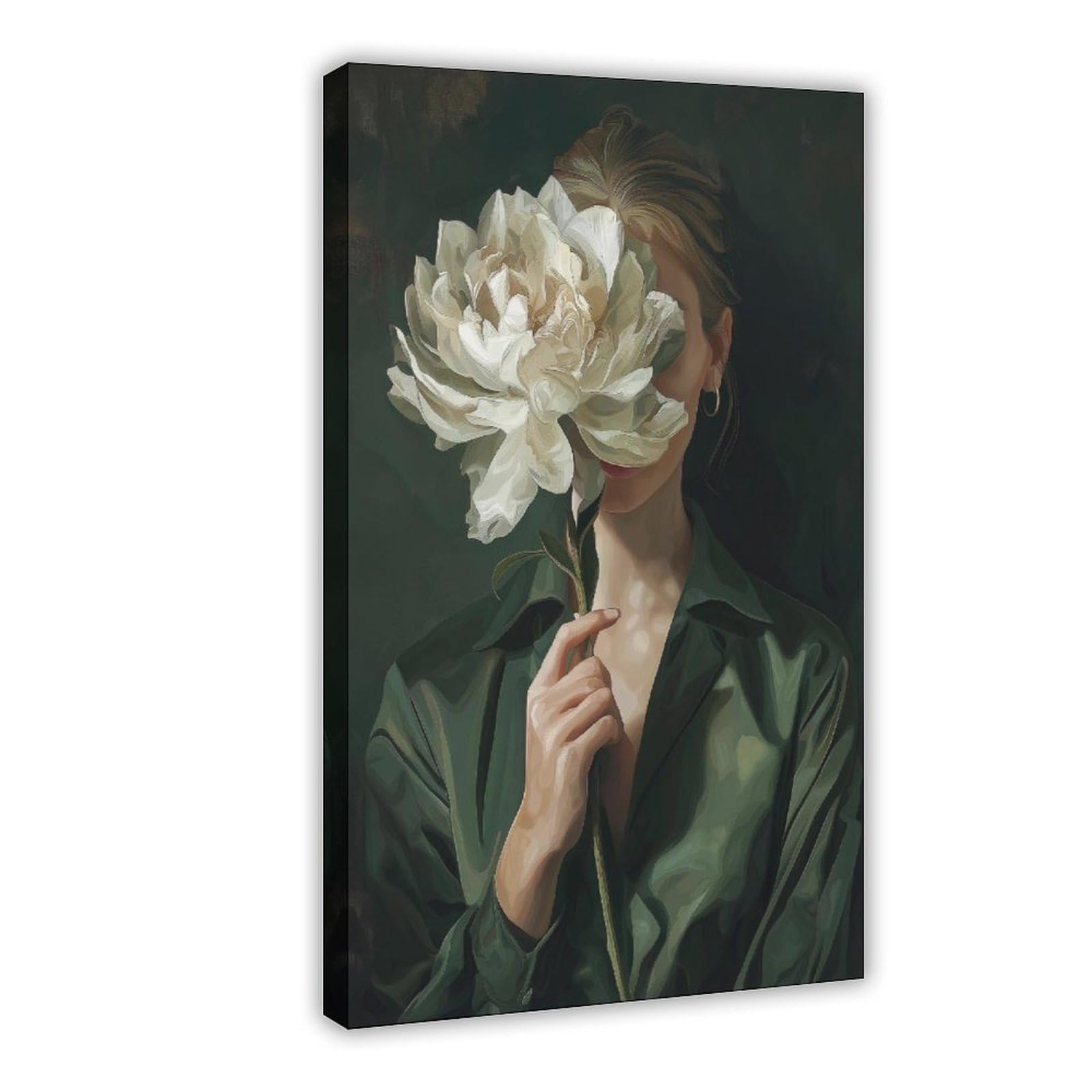 YWTJAX Moody Woman Peony Poster Canvas Poster for Bedroom Decor Gift