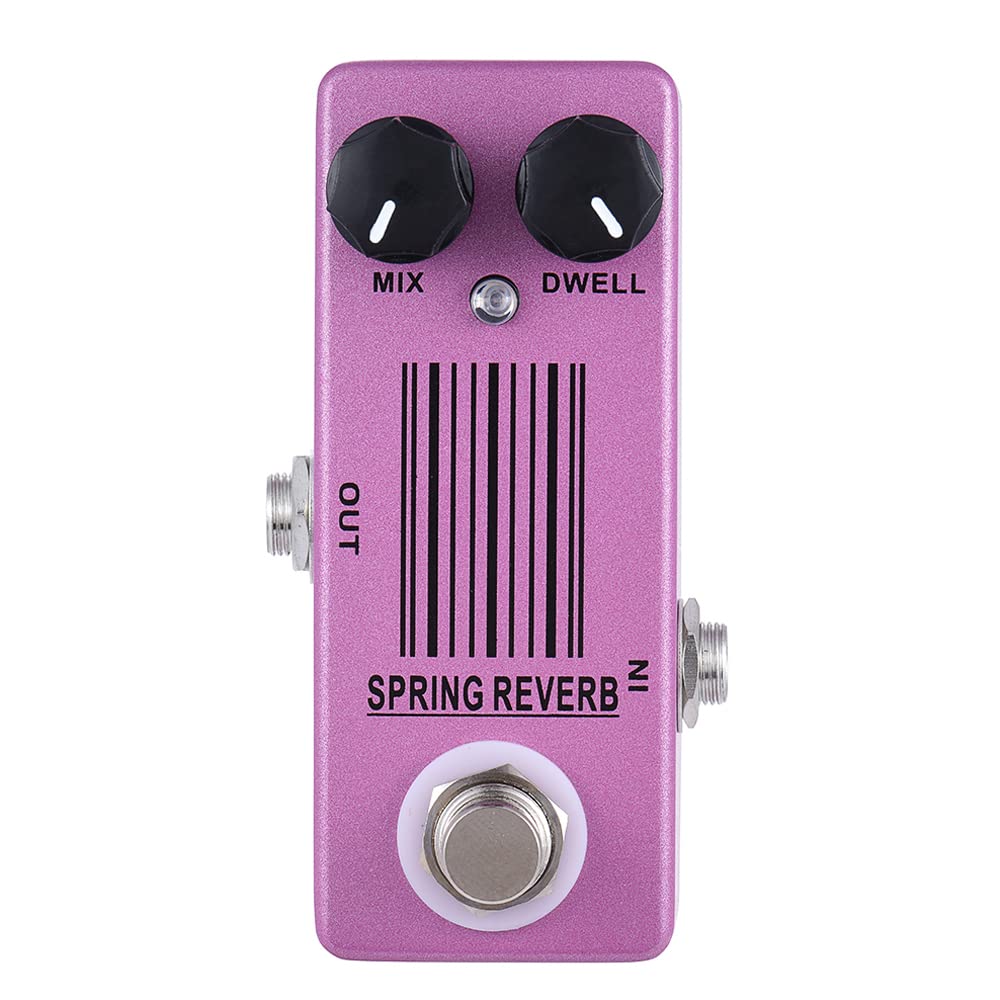 POENVFPO MOSKY MP-51 Mini Pedale Effetto per Chitarra Spring Reverb, Struttura in Metallo, True Bypass, Controllo Mix Regolabile, Indicatore LED per Chitarra Elettrica