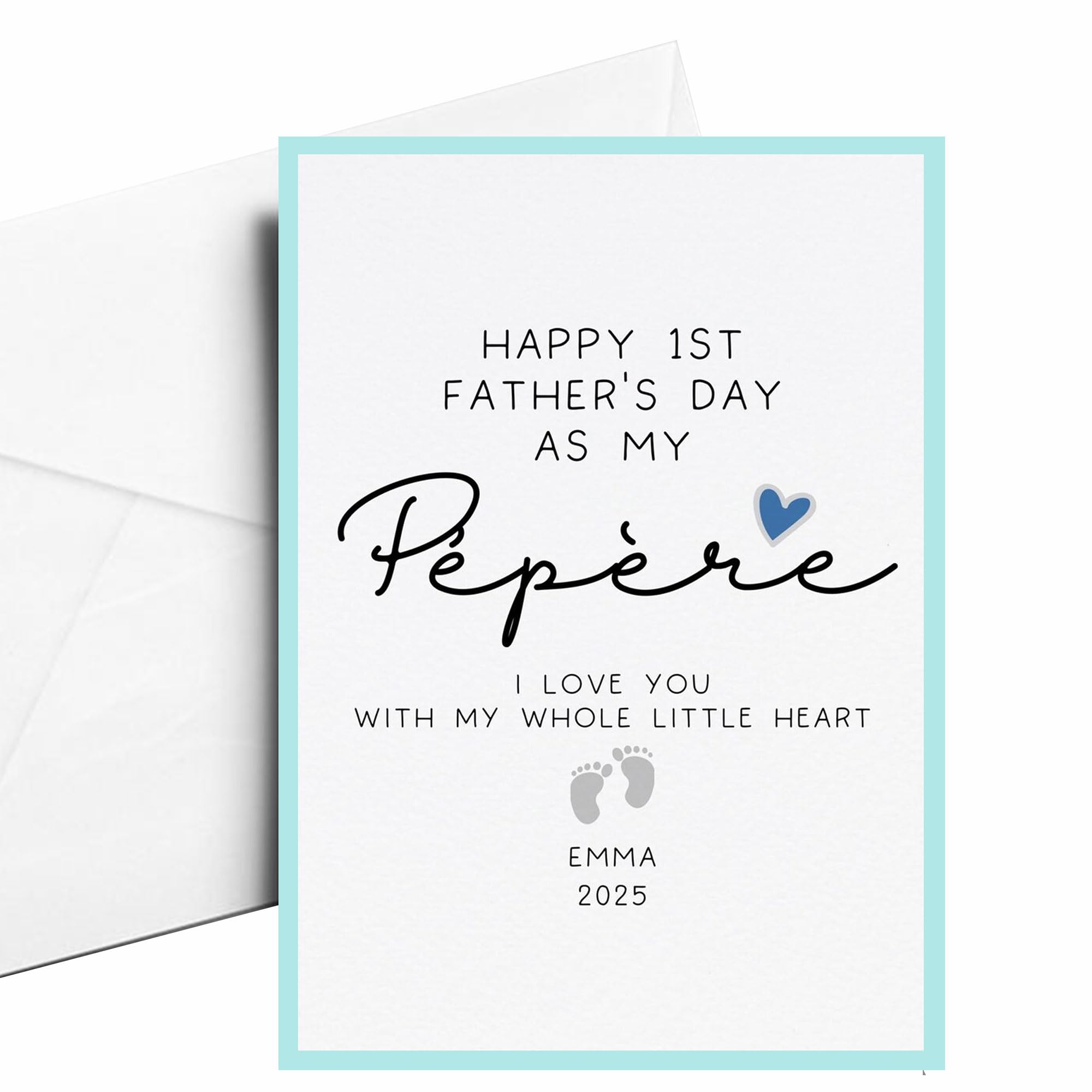 Personalized Happy 1st Fathers Day Pépère Card, Custom 1st Fathers Day From Baby Gift, Happy First Father's Day Pépère Greeting Card
