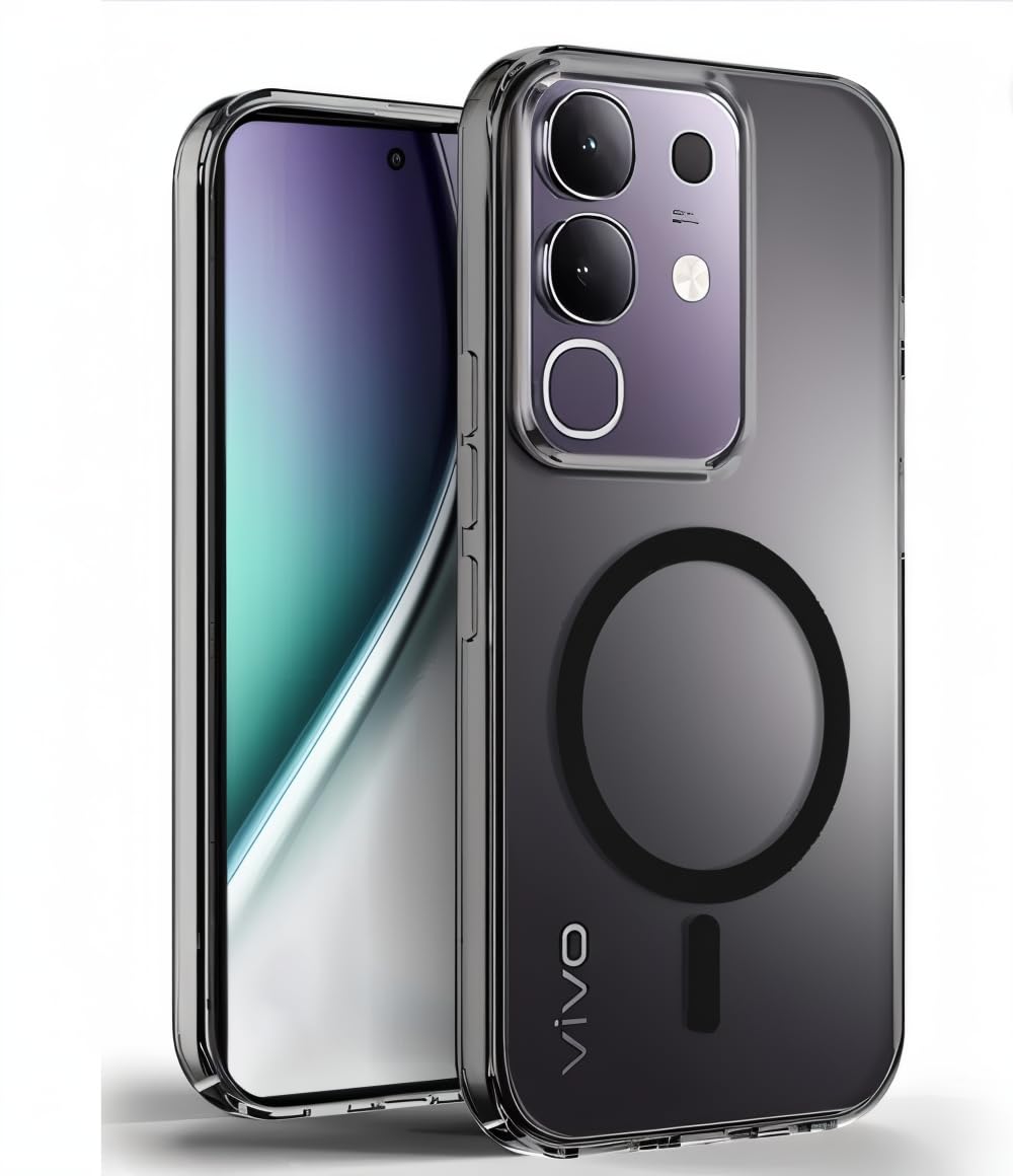 Back Case Cover Compatible Vivo T4X 5G Case, Hard Case with Mag-Safe Wireless Charging, PC + TPU Hybrid Technology,Shockproof Bumper, Raised Camera Protection (Black) Back Case Cover Compatible Vivo T4X 5G Case, Hard Case with Mag-Safe Wireless Charging, PC + TPU Hybrid Technology,Shockproof Bumper, Raised Camera Protection (Black)