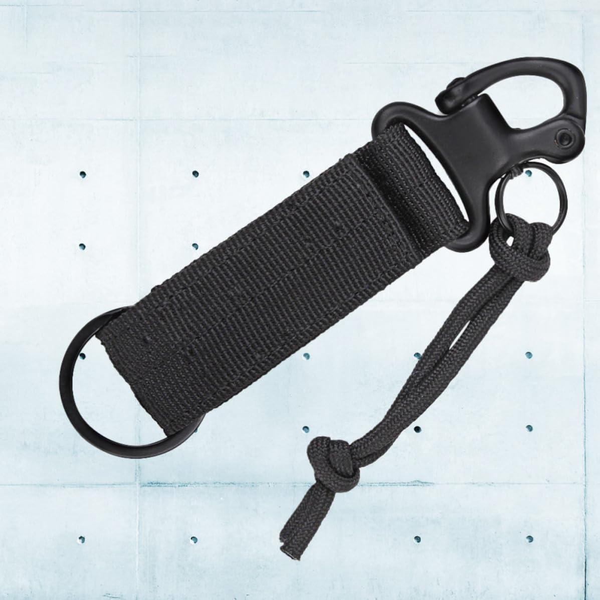 Nylon Outdoor Waist Belt Key Buckle with Hook and Loop, Black image 2