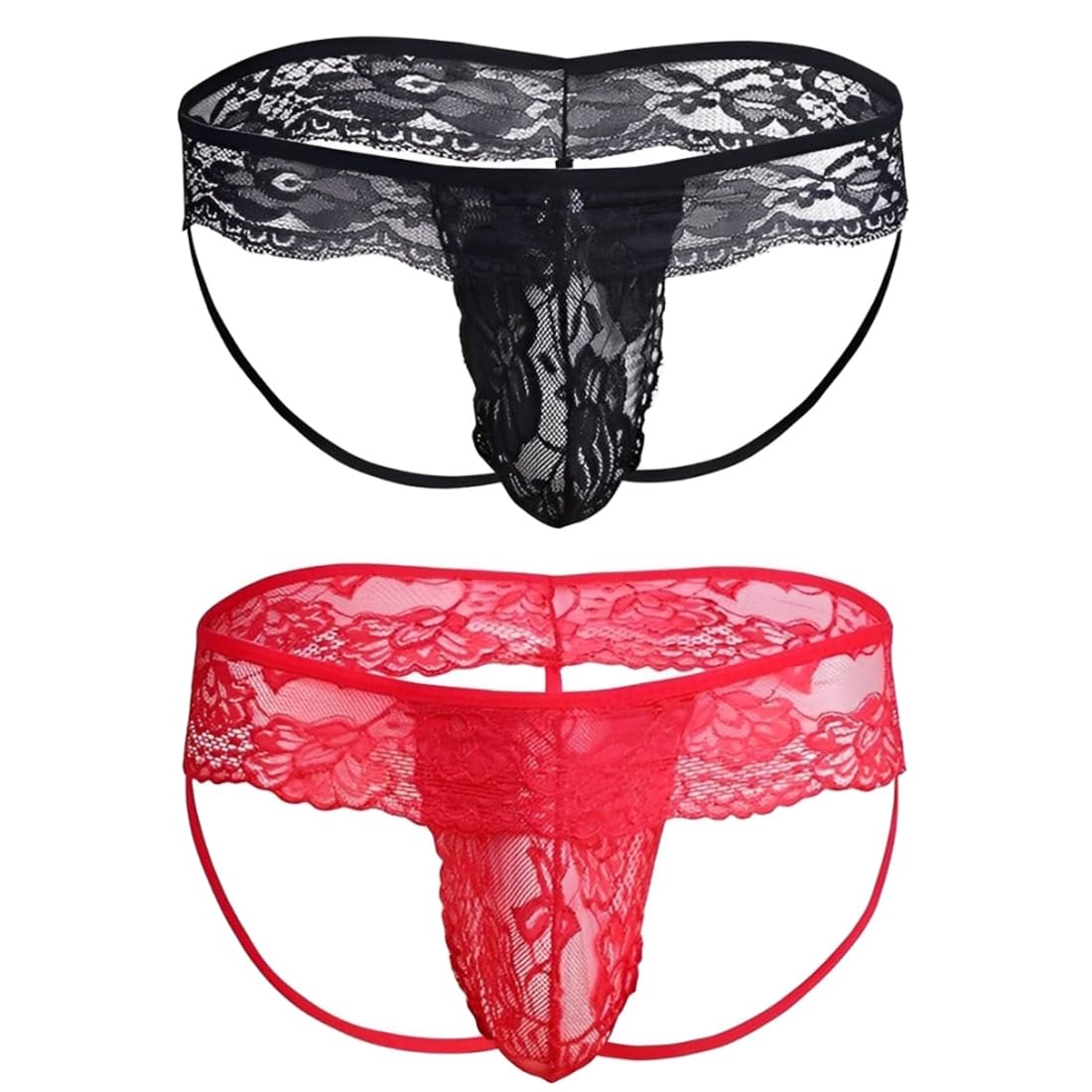 Tangas para hombre，2 juegos de calzoncillos de encaje para hombre adecuados para actuaciones en el escenario de una discoteca.