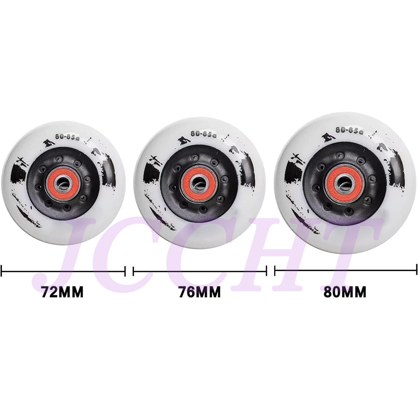 Roues de Roller 85A avec roulements ABEC-7 72 mm, 76 mm et 80 mm pour Patins de Roller Hockey