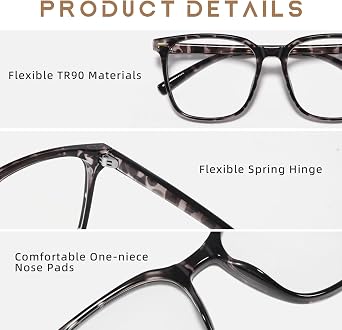 Square Oversized Blue Light Glasses for Men and Women Anti Computer Monitor Fatigue Reduce Eye Fatigue