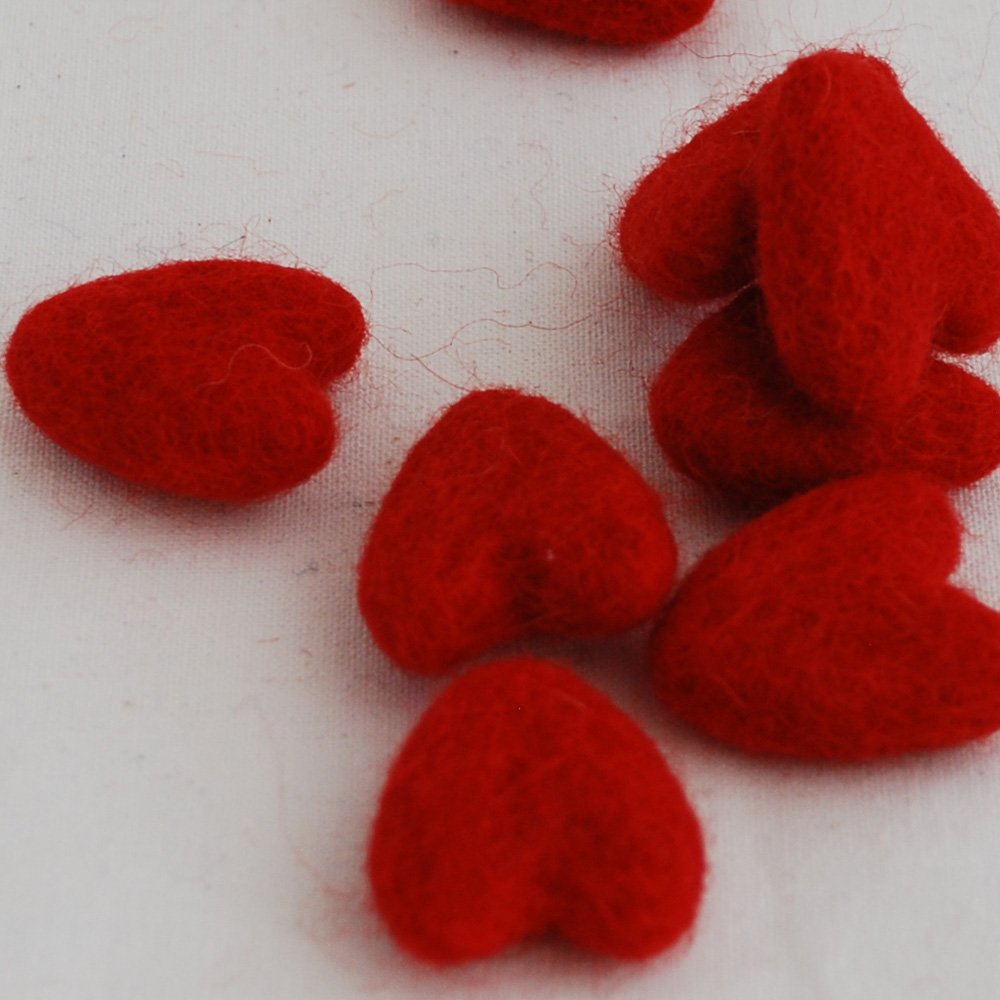 Oriental Direct Red 100% Wool Felt Hearts - 3Cm - 10 Felt Hearts