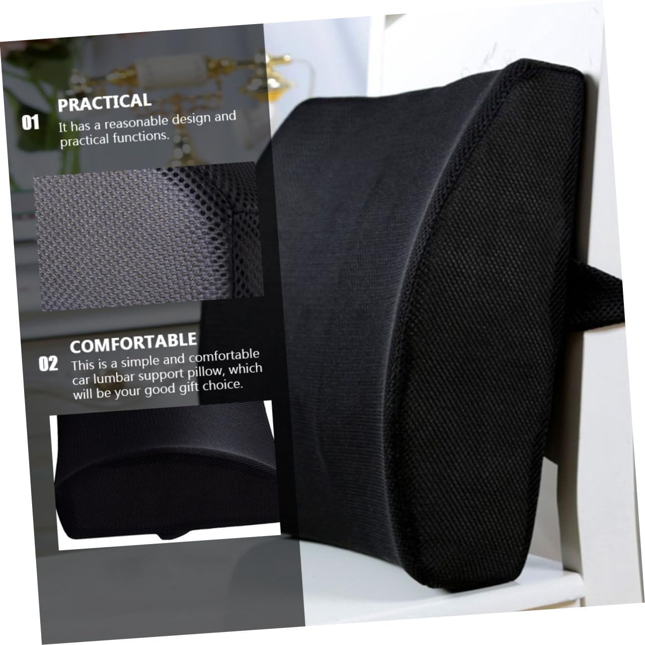 Car Pillow for Driving Seat Postur Memory Foam Lower Back Support Pillow