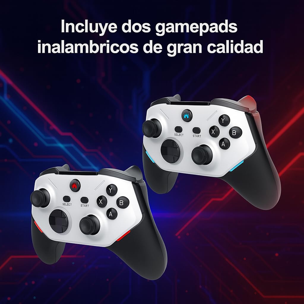 Consola Retro PS 2 Stick HDMI con 20,000+ Titulos, La más potente con soporte hasta PS-2, Gamepads con Iluminados, Octa-Core, 2GB RAM, SD de 128GB, Incluye +30 Sistemas