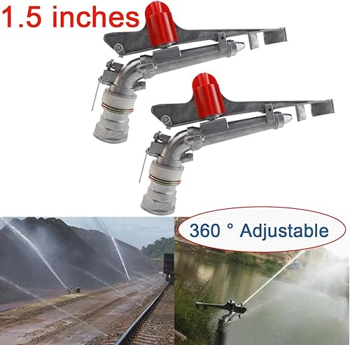 Miniatura 2 de MECUTP Pistola rociadora ajustable de 360 grados, 2 unidades, DN50, pistola de riego industrial para granjas, huertos, jardines de té, silvicultura,