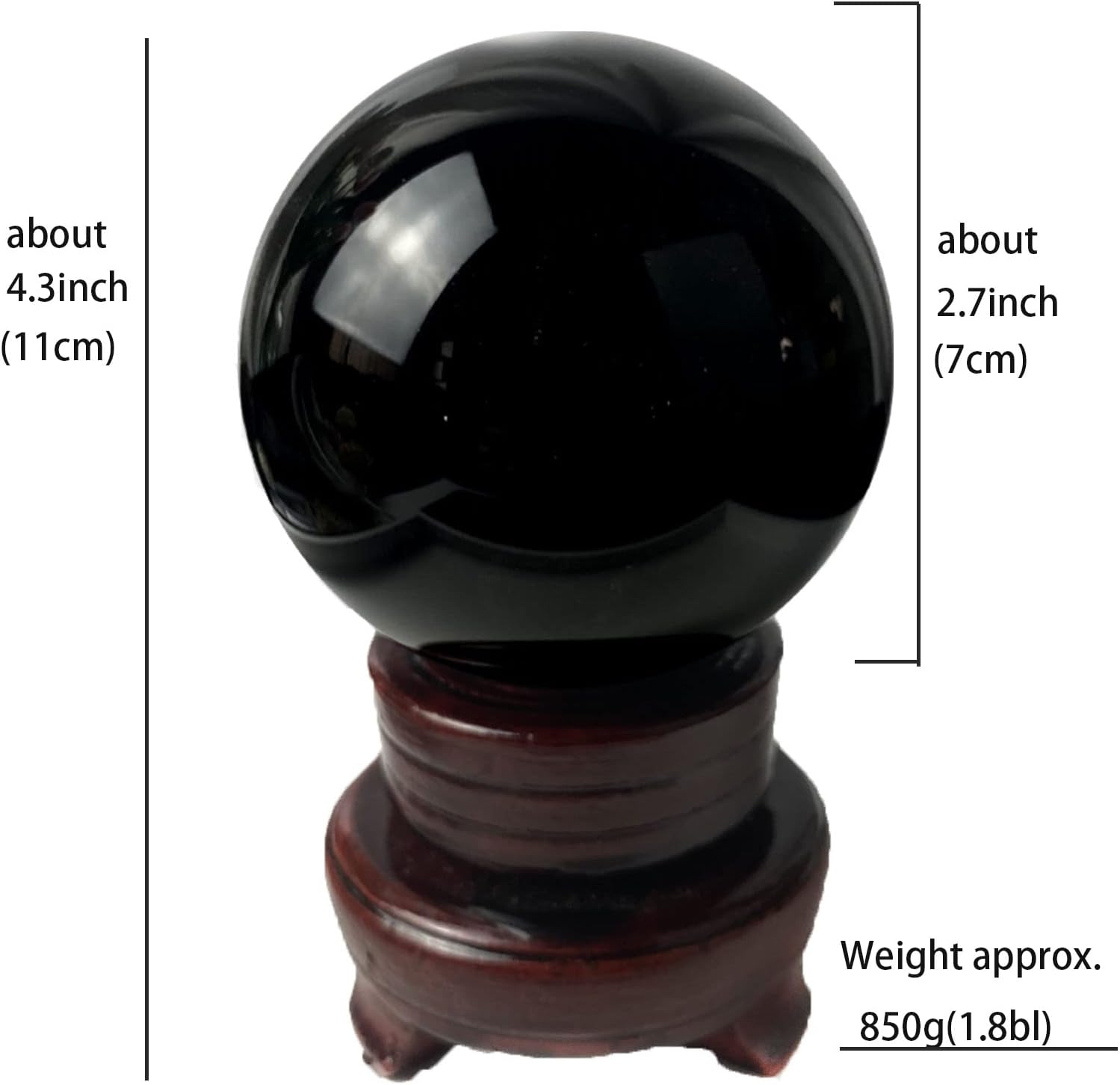 Natural Crystal Obsidian Magic Ball Divination Fortune-Telling with Base