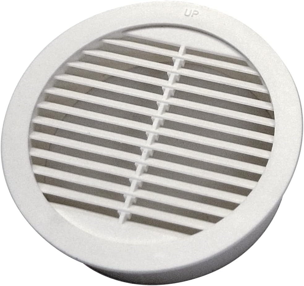 GAF Master Flow - 5.17 Sq. in. NFA 4 in. Resin Circular Mini Wall Louver Soffit Vent White - RLSC4 - High-Impact Plastic, Easy Snap-in Installation, UV Resistant - 12 Pack