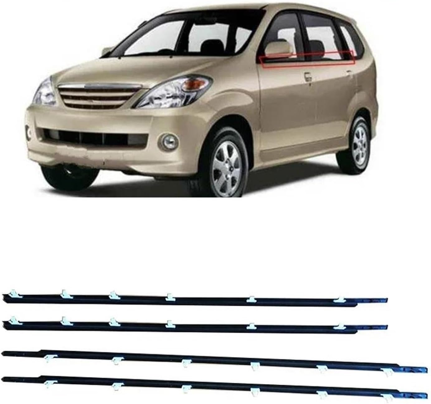 ウェザーストリップ 4個 ウィンドウウェザーストリップ サイドドアモールディング ゴムトリムシールベルト に適合する アバンザ 20