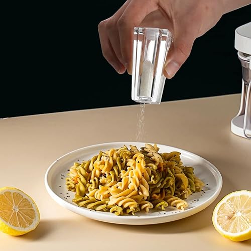 Miniatura 4 de SIYOUKI Juego de 2 saleros y pimenteros recargables de cristal para condimentos, para sal, pimienta blanca y negra, tarros de especias, sal de