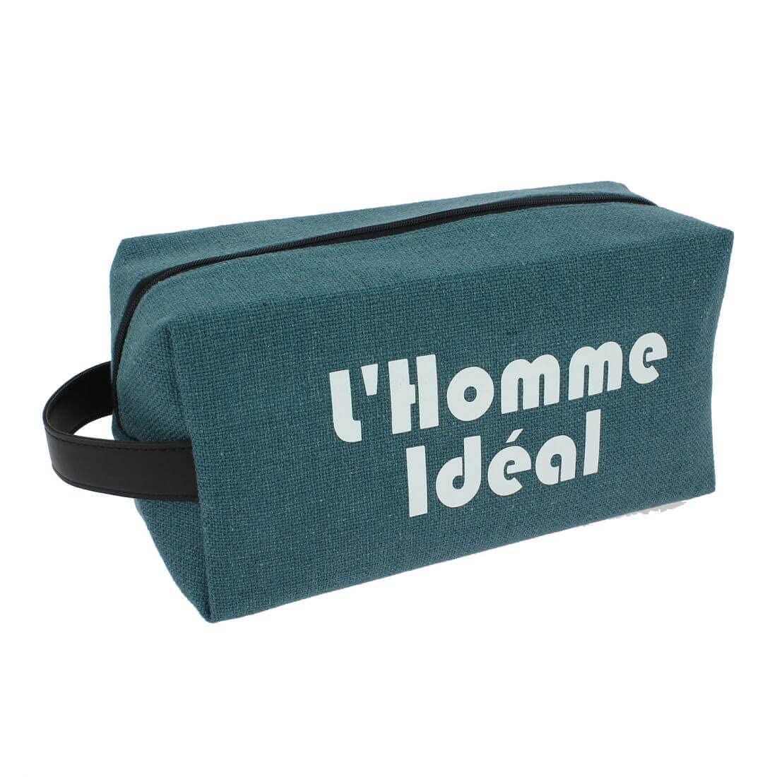 Trousse de toilette homme Emmanuel Création grand format uni bleu pétrole