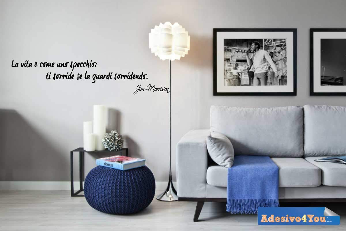 Adesivo prespaziato da parete Jim Morrison: "la vita è come uno specchio" (LARGE 200 CM. X 60 CM.)