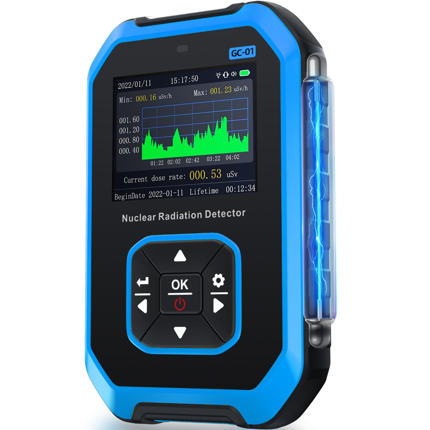 FNIRSI GC-01 Contatore Geiger Rilevatore di Radiazioni Nucleari Dosimetro LCD Portatile Beta Gamma X