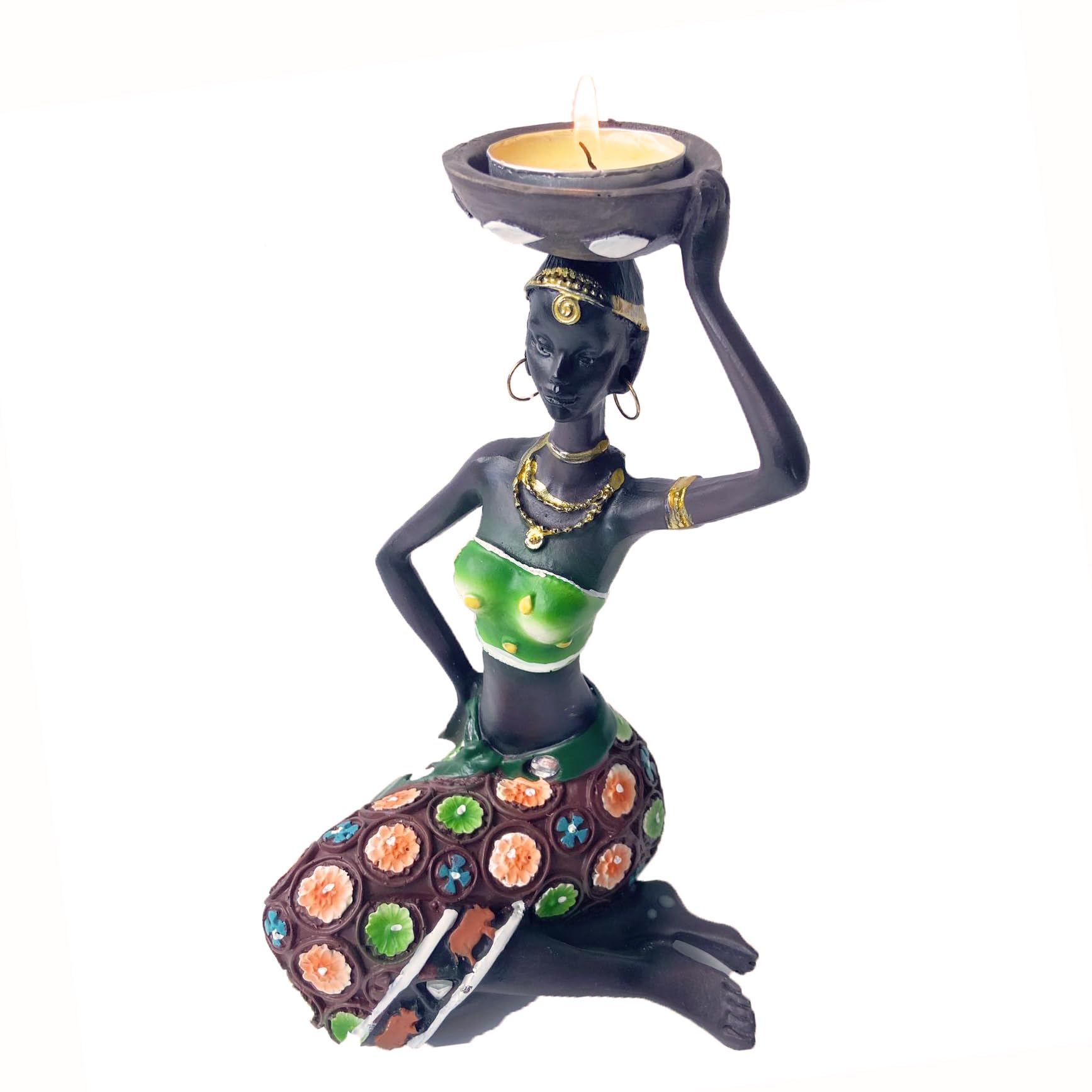 Candle Holder Decor Resin Wedding Table Decoration Africa Style Candlesticks for Centerpieces Home Decoration Accessories Candle Stick Holders Black Nordic (Green)