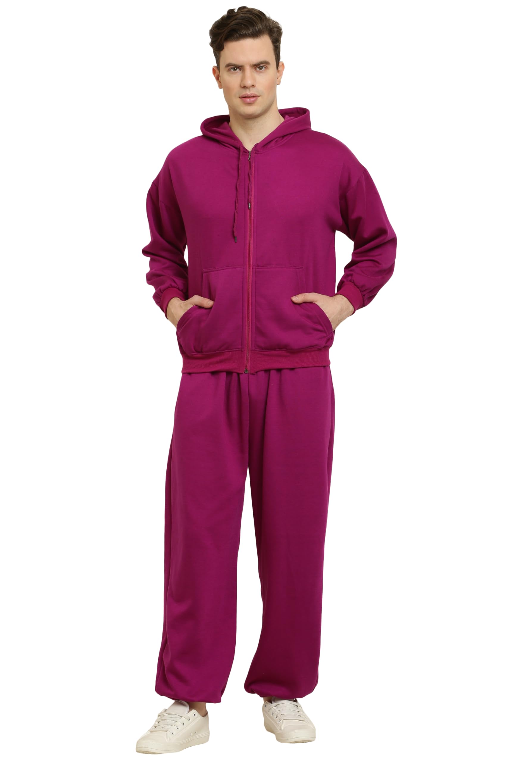 Elegance Men's Fleece Long Sleeve Zipper Hoodies Set Full Length Winter Nightwear Pajama and Jacket Set Tracksuit (7COLOURS) || Small - 10XL ||-picture-46