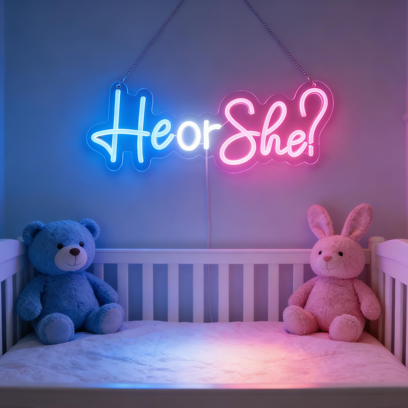 Nordstylee - Segnali al neon LED per rivelazione del sesso, decorazioni per feste, segni con lettere al neon, annunci di gravidanza, forniture per feste, cartelli per baby shower da giardino (Rosa-blu