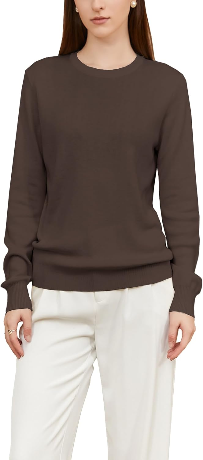 DAIMIDY Women's Wool Blend Classic Crewneck Sweater Tops