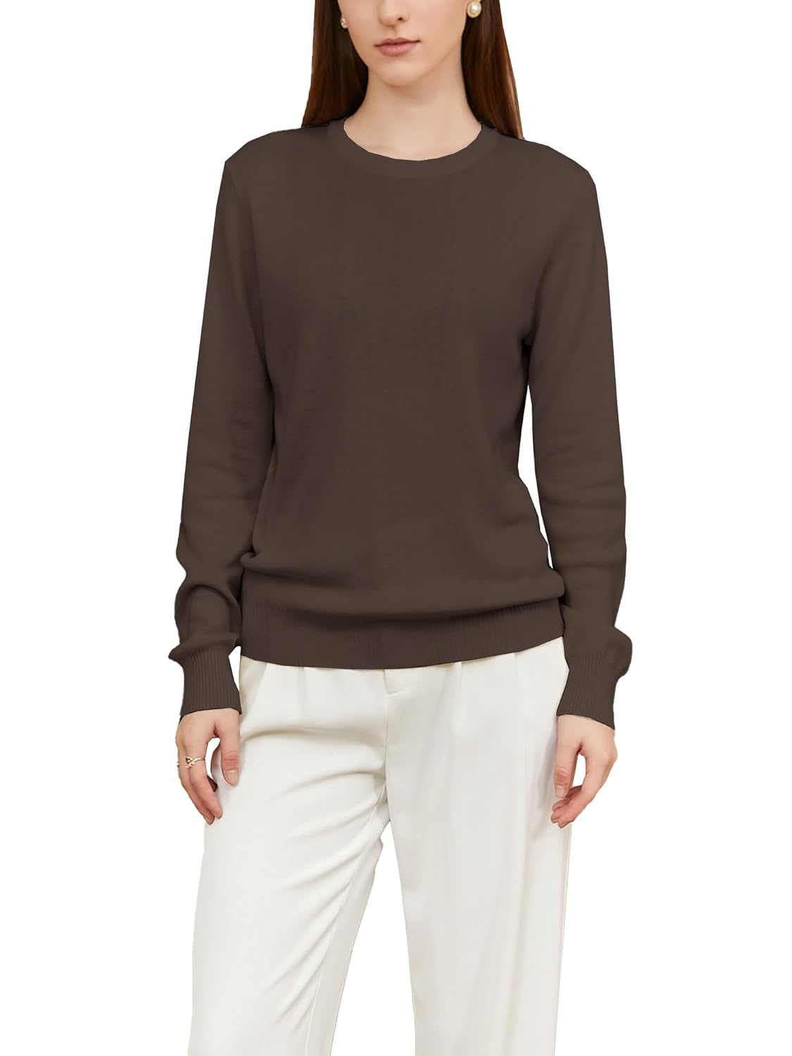 DAIMIDY Womens Wool Blend Classic Crewneck Sweater Tops