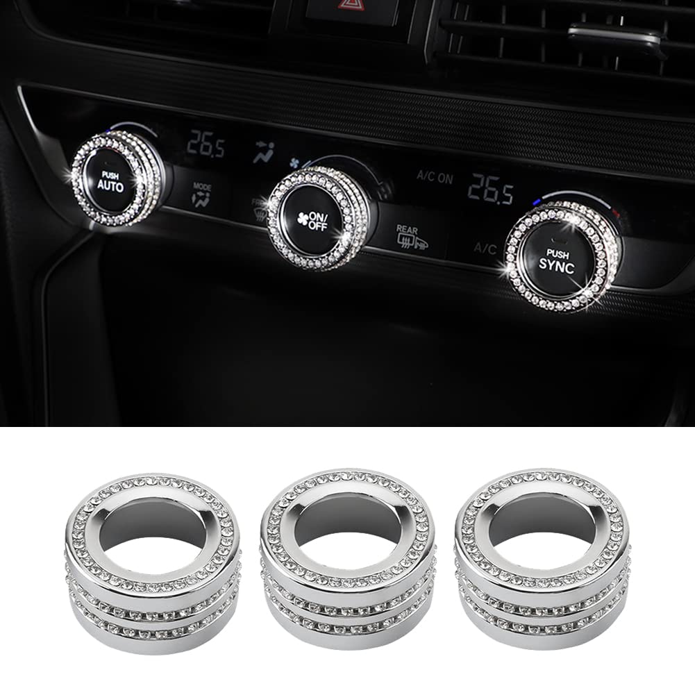 3 Pcs Bling AC Air Conditioner Switch Knob Cover Crystal Rhinestones