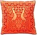 *** Kolor pomarańczowy *** Indyjskie jedwabne dekoracyjne poszewki na poduszki 40 cm x 40 cm, ekstrawagancki wzór pawia na sofę i łóżko poduszka dekoracyjna, poszewka na poduszkę z Indii Oferta ważna do końca miesiąca