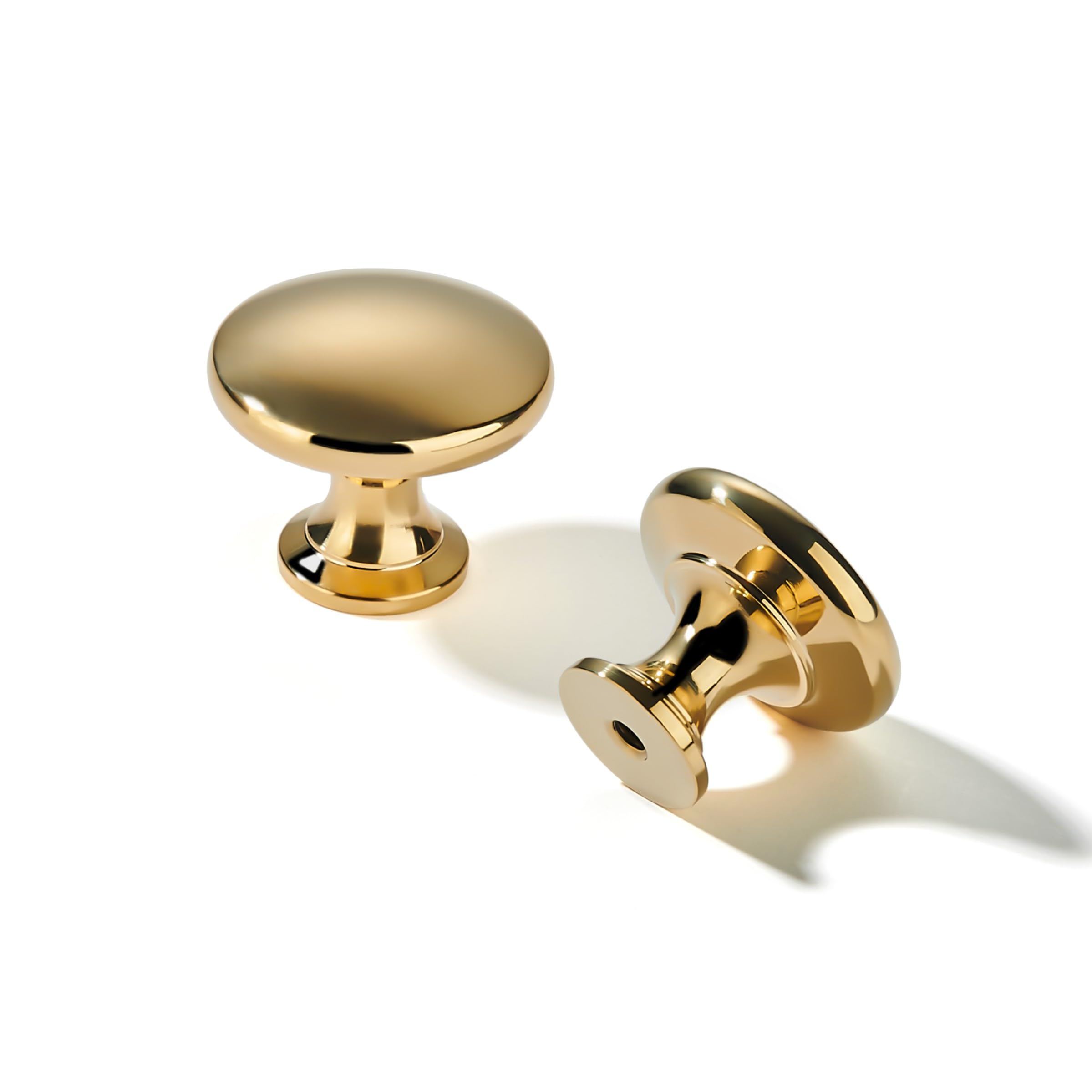 KHTUMEWARE-KH464 Round Knob, Unlacquered Brass, DIA 1-1/4 in (32 mm), 5-Pack in Unlacquered Brass — KHTUMEWARE