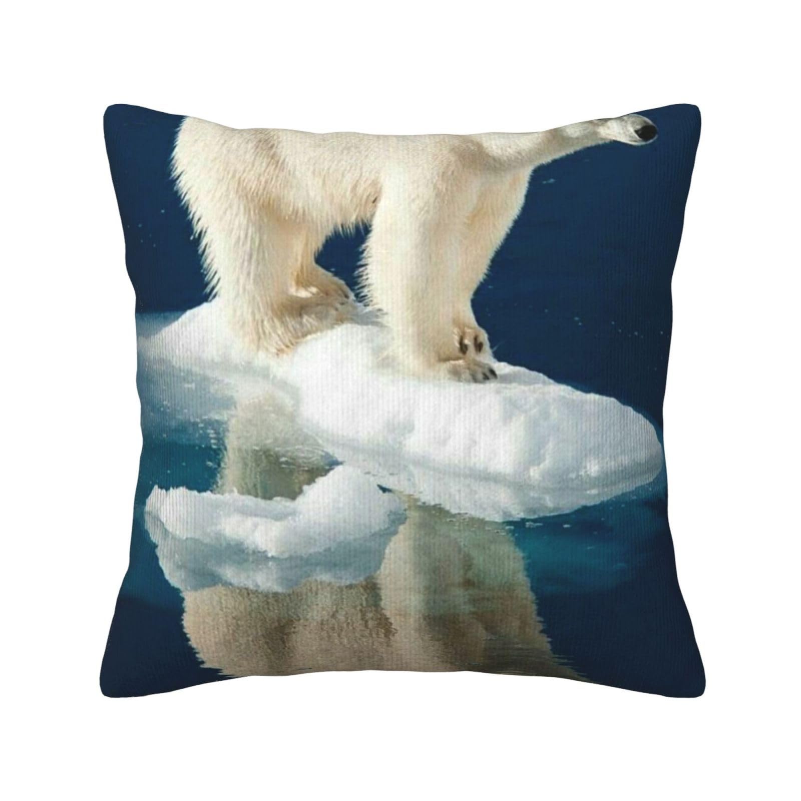 Housses de coussin velours côtelé imprimé ours polaire 45cm