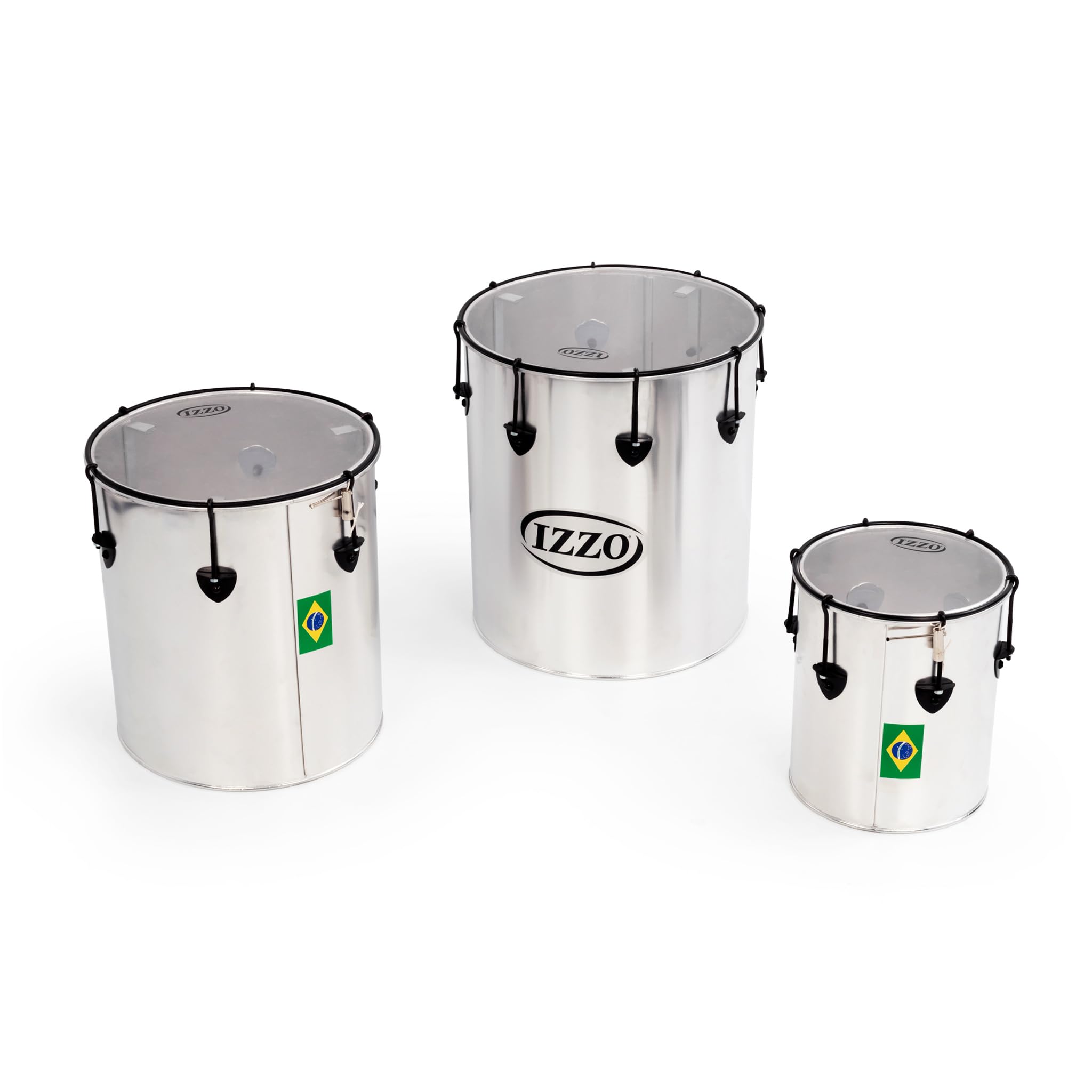 Percussion Plus Pp780 Samba tambours en argent finition mate (lot de 3)